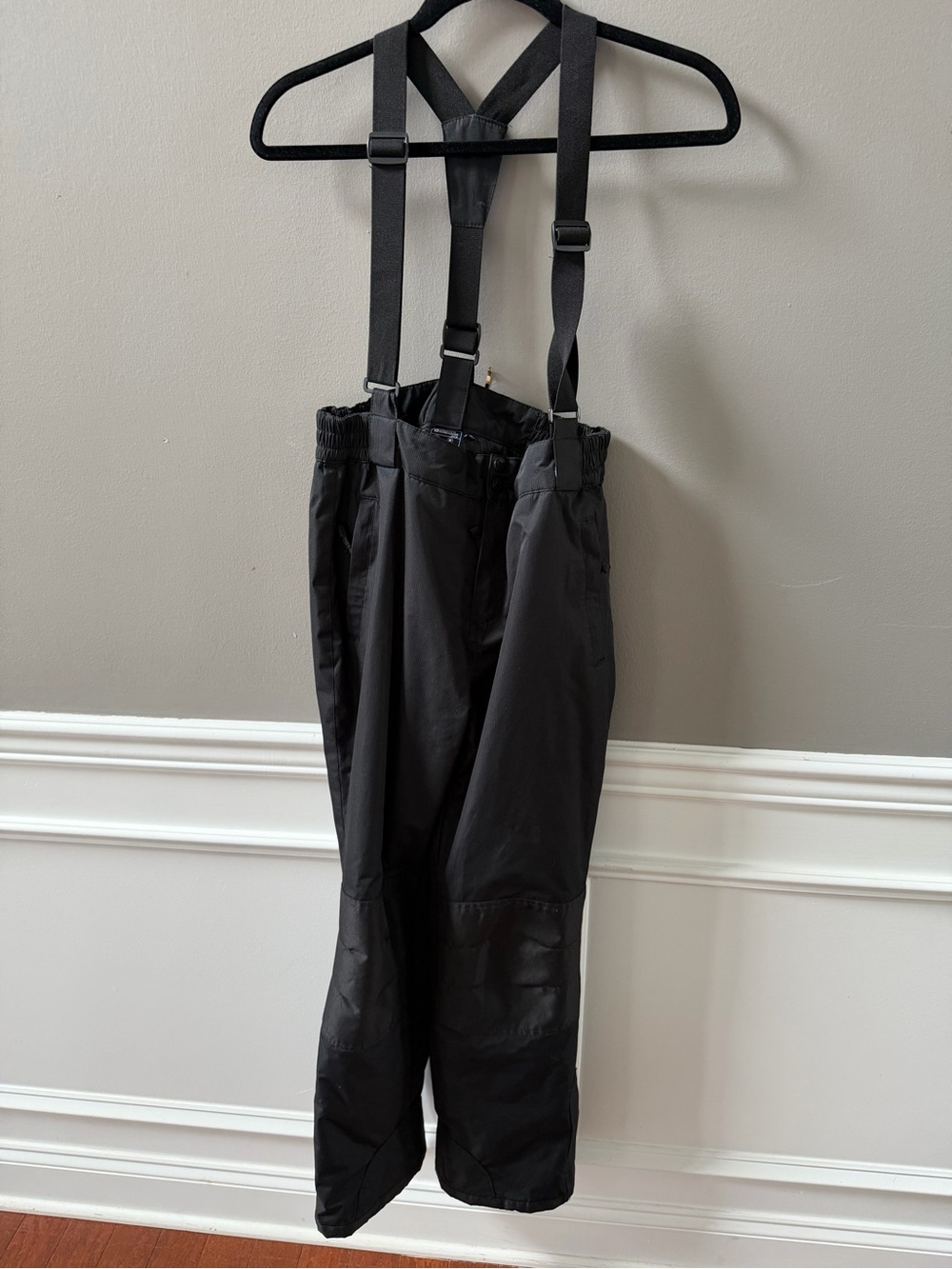 Kids Black Snow Pants with Adjustable Suspenders